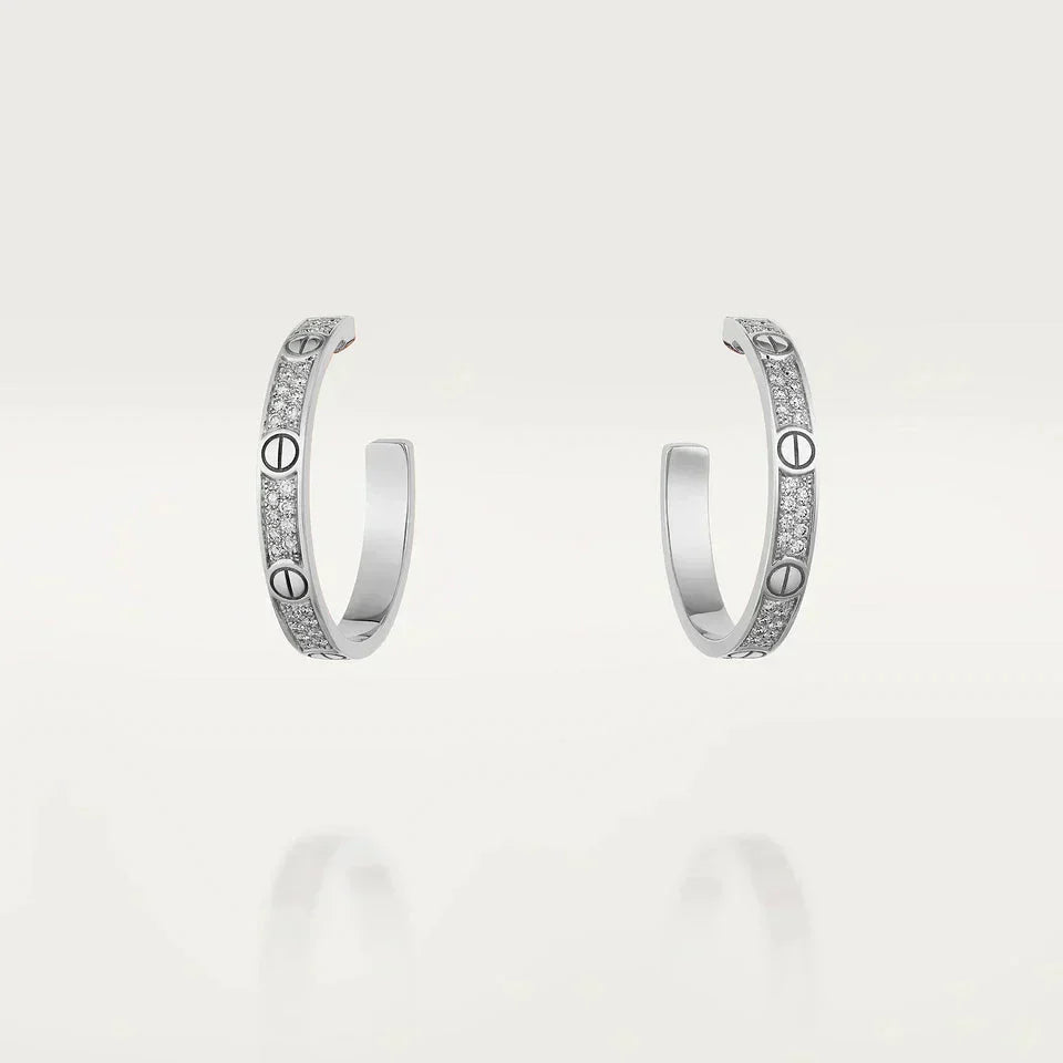 [Royal&Vicky]LOVE DIAMOND SILVER HOOP EARRINGS