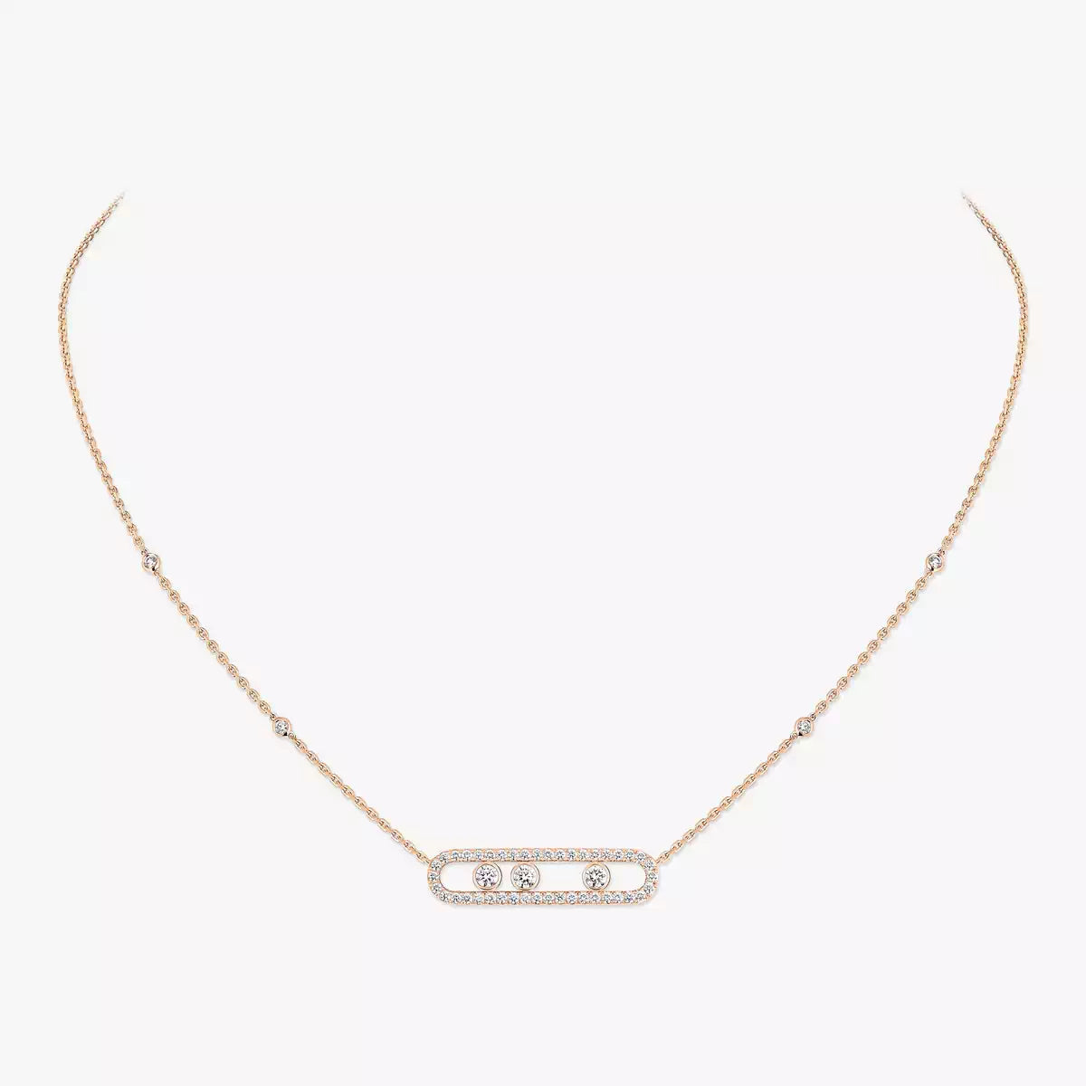 [Royal&Vicky] Move Pave_ Rose Gold Diamond Necklace