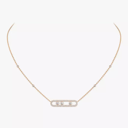 [Royal&Vicky] Move Pave_ Rose Gold Diamond Necklace