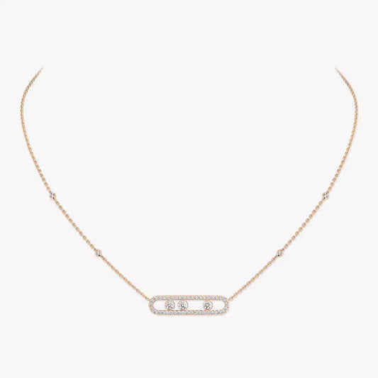 [Royal&Vicky] Move Pave_ Rose Gold Diamond Necklace