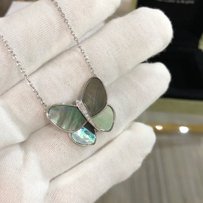 [Royal&Vicky]LARGE BUTTERFLY SILVER PENDANT DIAMOND NECKLACE