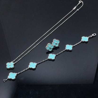 [Royal&Vicky]CLOVER 1 DIAMOND BLUE SKY SILVER EARRINGS