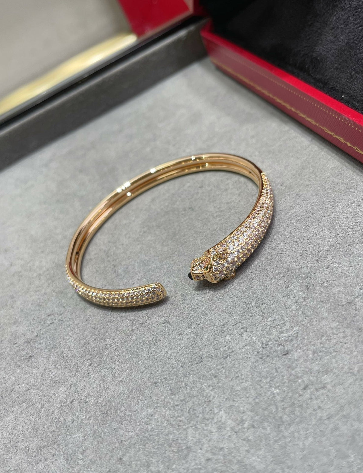 [Royal&Vicky]PANTHERE FULL DIAMOND OPEN BRACELET