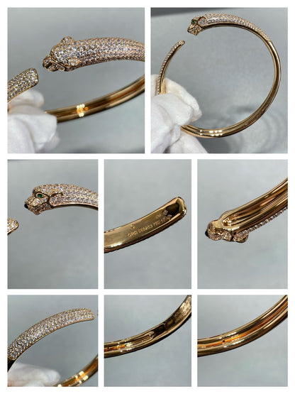 [Royal&Vicky]PANTHERE FULL DIAMOND OPEN BRACELET