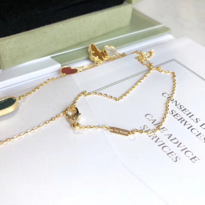 [Royal&Vicky]LUCKY SPRING 4 MOTIFS ROSE GOLD NECKLACE