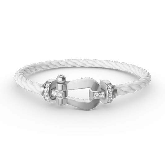 [Royal&Vicky]FORCE LARGE HORSESHOE HALF DIAMOND BRACELET SILVER