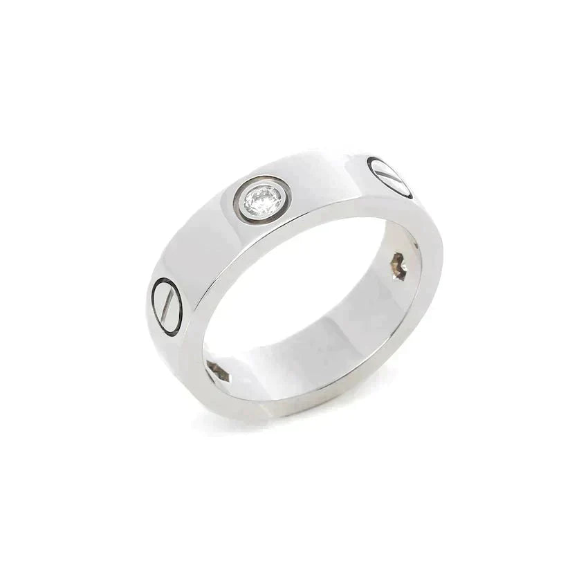 [Royal&Vicky]LOVE RING 5.5MM 3 DIAMONDS SILVER