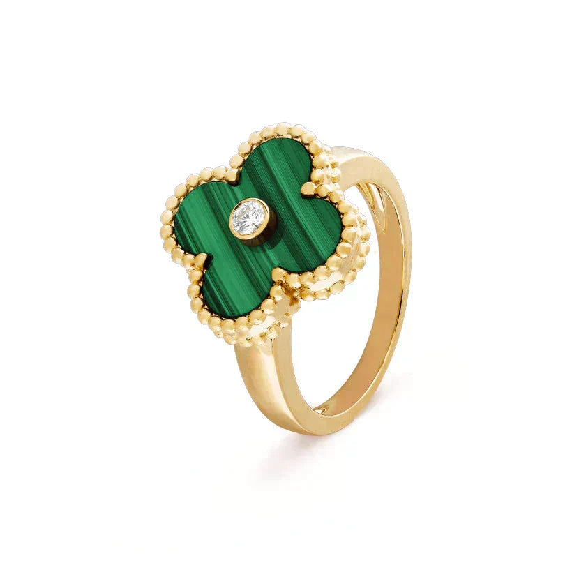 [Royal&Vicky]CLOVER MALACHITE RING GOLD DIAMOND