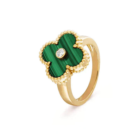 [Royal&Vicky]CLOVER MALACHITE RING GOLD DIAMOND