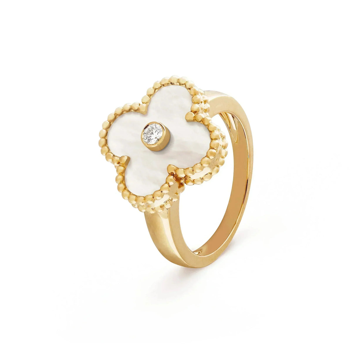 [Royal&Vicky]CLOVER PINK MOP RING GOLD DIAMOND