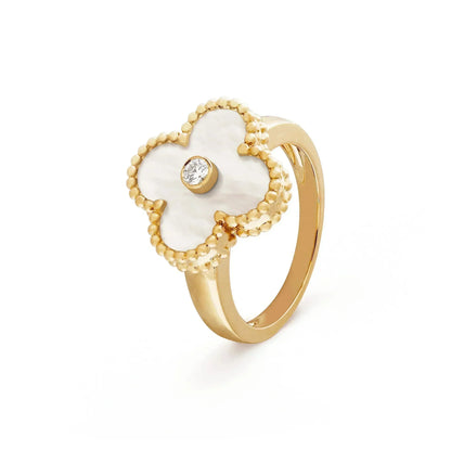 [Royal&Vicky]CLOVER PINK MOP RING GOLD DIAMOND