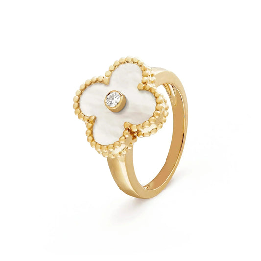[Royal&Vicky]CLOVER PINK MOP RING GOLD DIAMOND